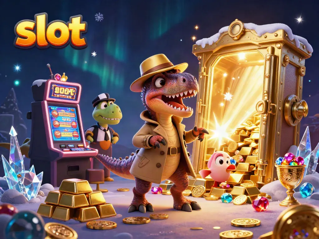 Experience thrilling slot action with a velociraptor counting cards at the casino.