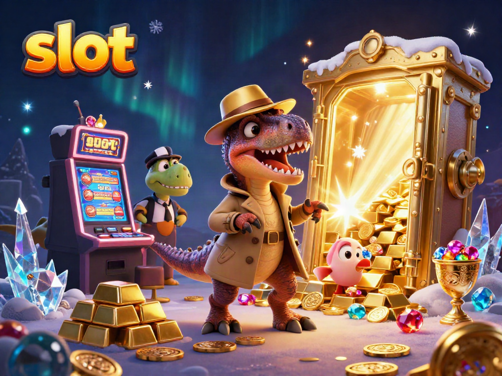 Experience thrilling slot action with a velociraptor counting cards at the casino.