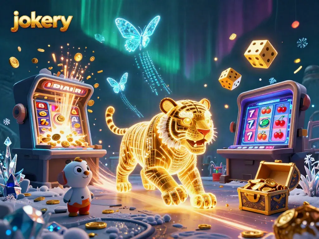 Spin the reels at jokery casino with golden tiger and jackpot excitement all around.