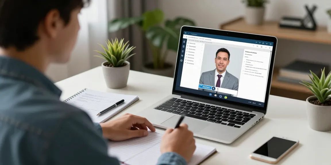 Einzelperson, die an einer MPU Vorbereitung Online-Sitzung mit einem Psychologen in einer Homeoffice-Umgebung teilnimmt.