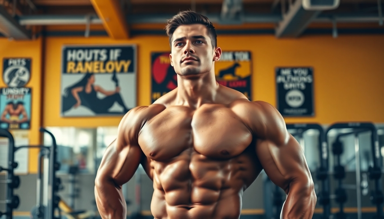 Proviron kaufen: Motivierter Bodybuilder zeigt beeindruckende Muskulatur im Fitnessstudio.