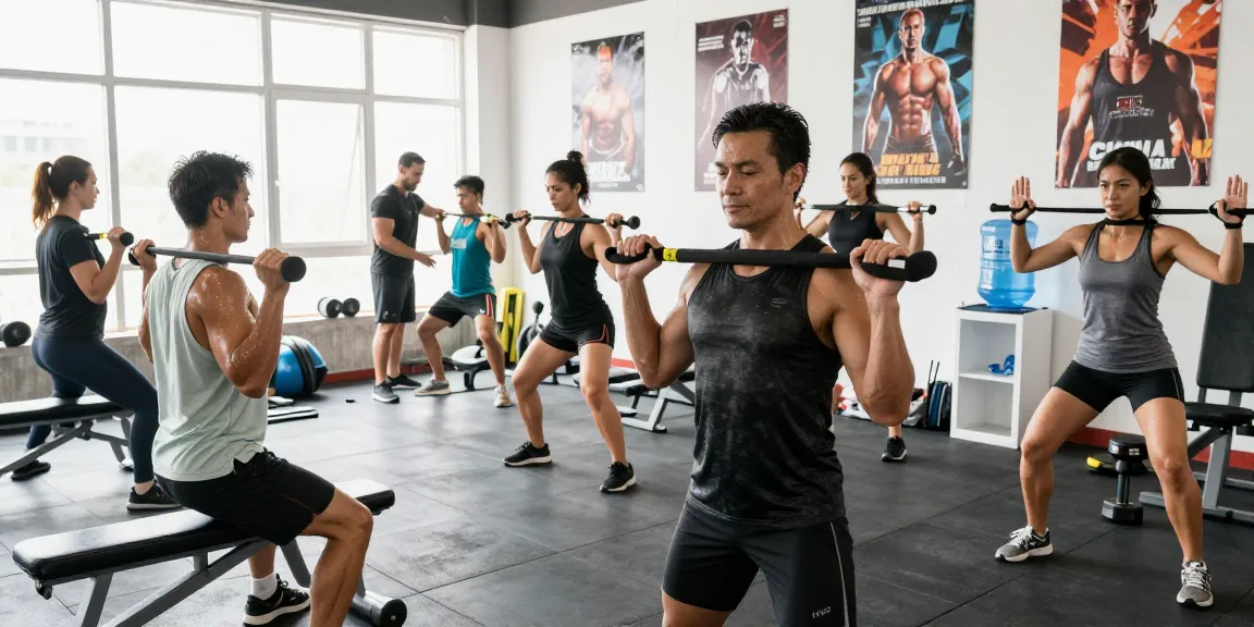 Anabolika Shop - Motivated bodybuilders training intensely in a modern gym, surrounded by weights and fitness equipment, representing strength and dedication.