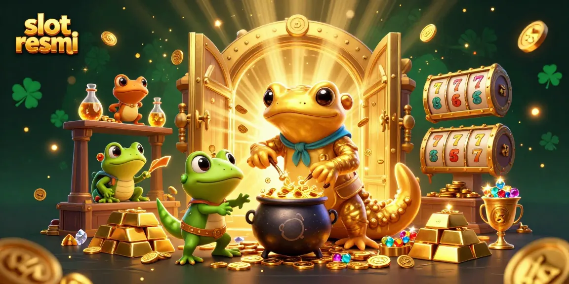 Experience the thrill of gameplay at slot resmi with a magical scene of alchemy, gold coins, and high stakes.