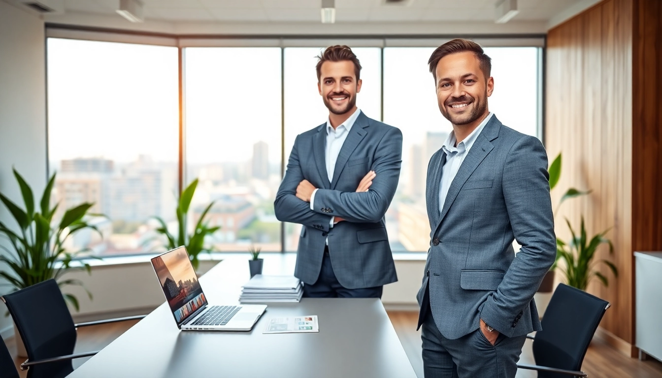 Immobilienmakler Frankfurt Eckenheim berät Kunden in modernem Büro mit Stadtblick.