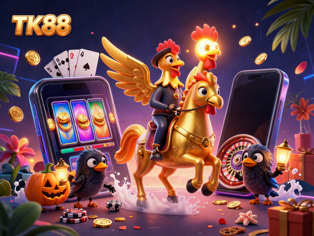 Engage in thrilling gambling adventures with TK88 featuring dynamic characters and casino elements.