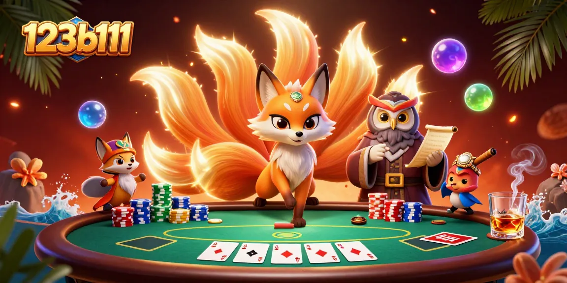 Experience vibrant gaming action at 123b111 with colorful characters and poker elements in a dynamic casino setting.