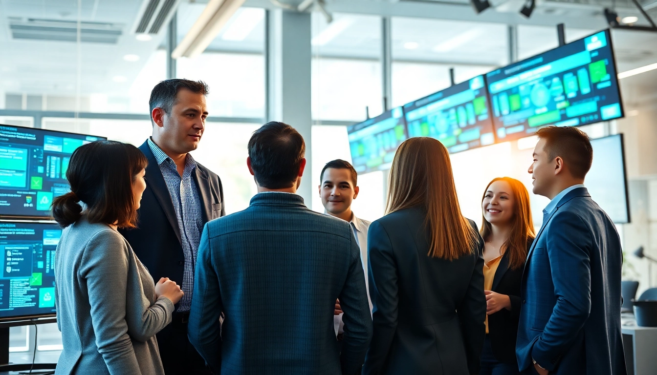 Headhunter IT engages in a strategic meeting with tech executives in a modern office setting.