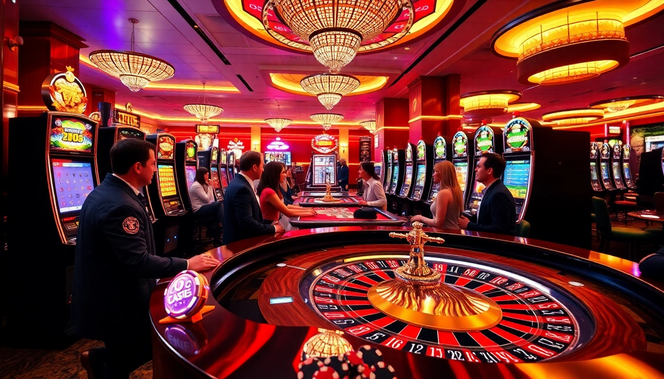Spieler genießen Casinospielen an einem Roulette-Tisch mit lebhaftem Ambiente.