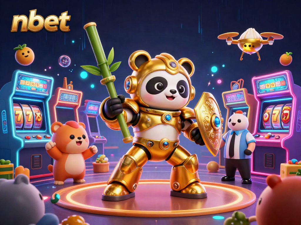 Play winning games at nbet, featuring vibrant scenes of animated characters in a colorful casino arena.