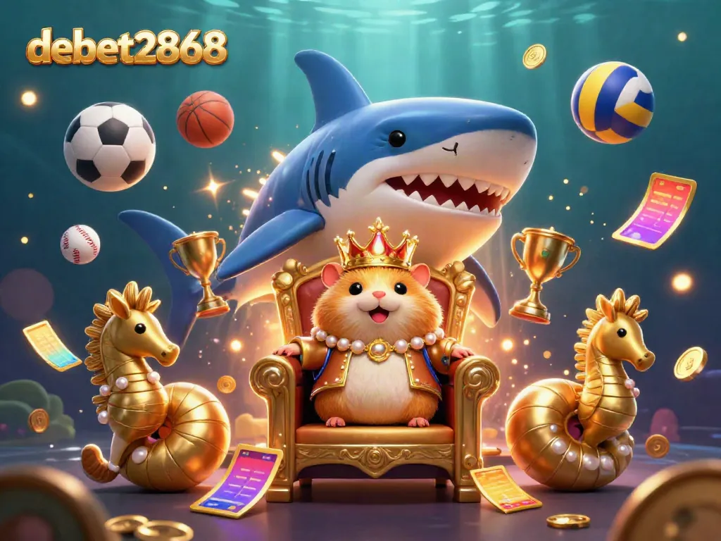 Engage with debet2868's thrilling casino world featuring a hamster king and vibrant sports elements.