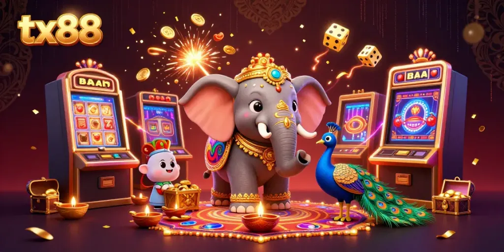 Experience the excitement at tx88 with a stunning slot jackpot and colorful casino scene.