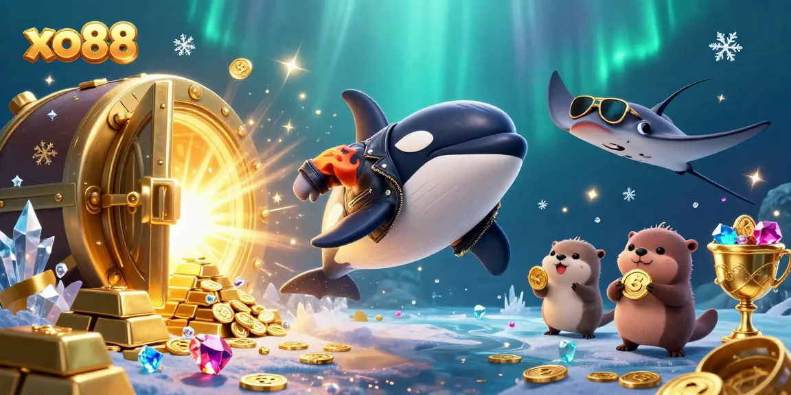 Experience the excitement of xo88 with dynamic characters, coins, and gold treasures in a vibrant casino environment.