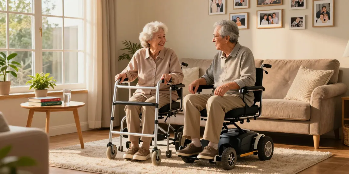 Buy nobility aids to enhance independence for elderly couples enjoying cozy living room moments.