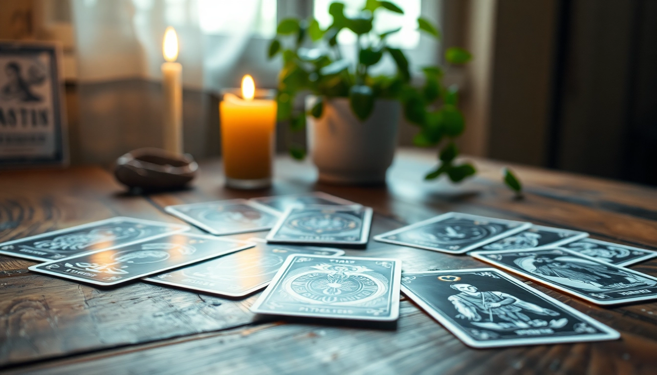 Erfahren Sie die tarotkarten bedeutung an einem einladenden Lesetisch mit Kerzenlicht.