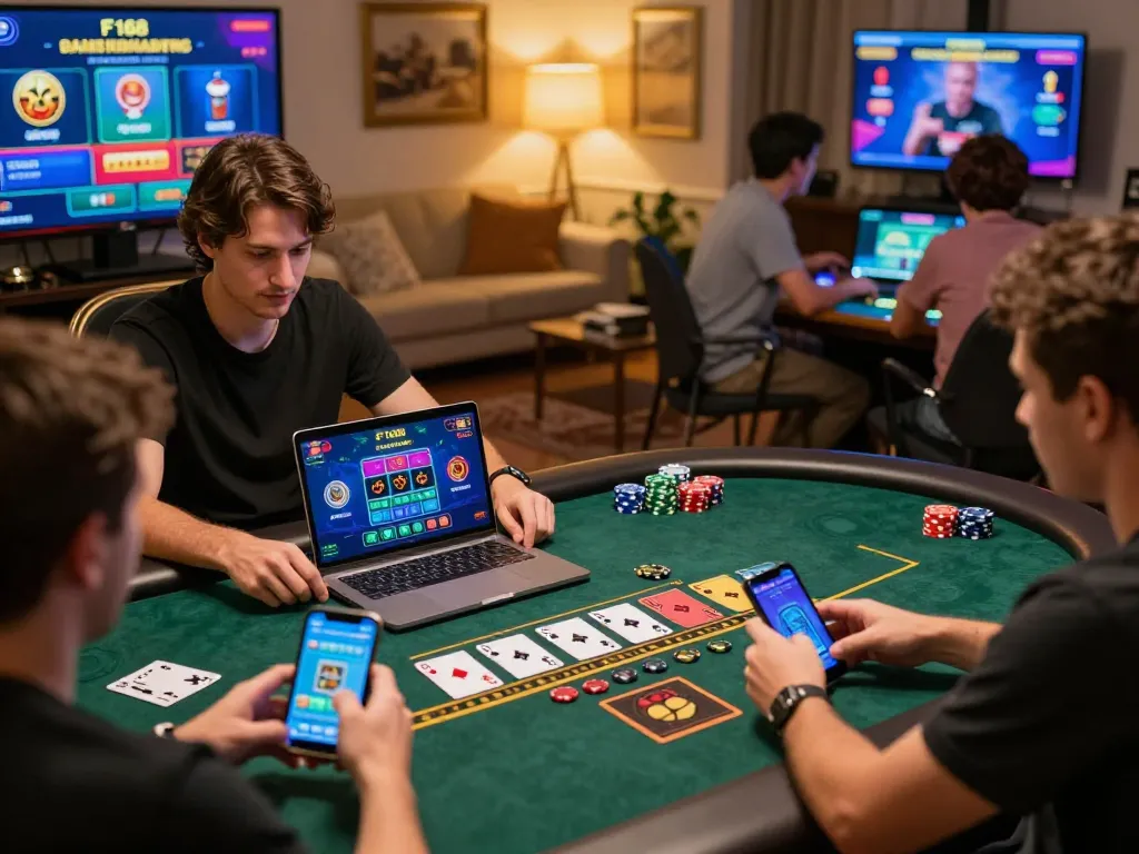 F168 online users playing blackjack at a dynamic virtual casino table.