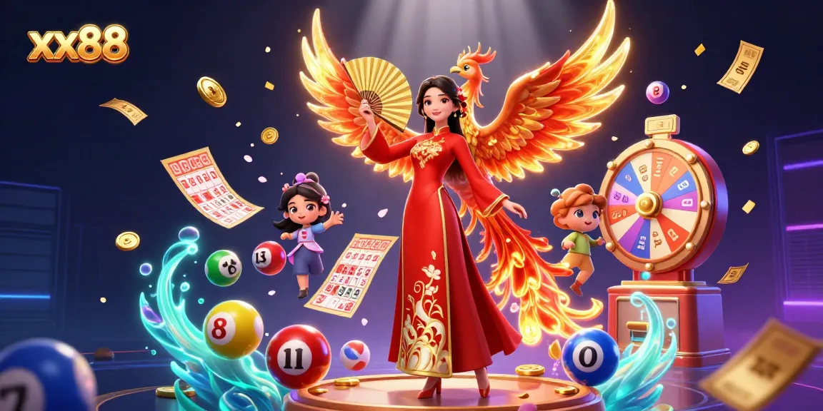 Experience the excitement of xx88 with dynamic lottery images and vibrant casino elements.