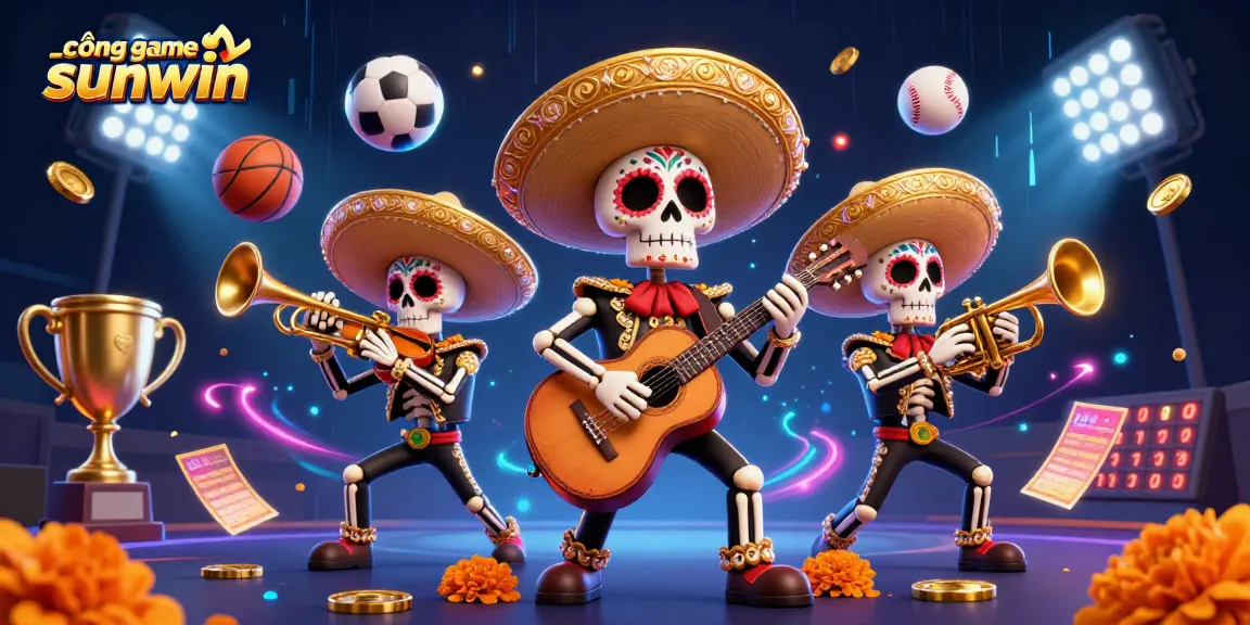 Experience vibrant gaming at cổng game sunwin with a colorful mariachi and dynamic sports elements.